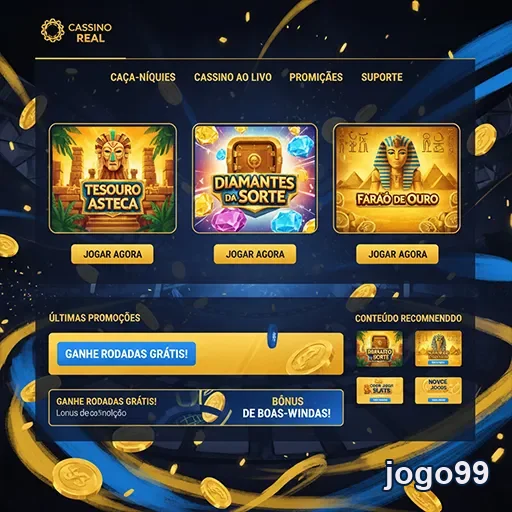 Tela de slot games vibrantes no Jogo99 online